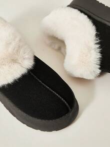 Cuccoo 女士流行保暖内衬厚底“时尚”雪地靴，秋冬新款高端仿麂皮/柔软毛绒套脚靴 - 黑色 - 查看 5