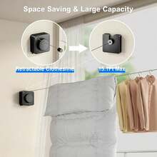 1pc Retractable Clothesline Indoor, Non-Sagging Outdoor Clothes Line Retracting Heavy Duty Clothes Drying Laundry Line Wall Mounted Stainless Steel Line-(Grey,Black,White)