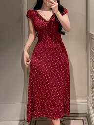 DAZY فستان نوم طويل للنساء مزين بكشكشة وخصر مربوط بطبعة زهور صغيرة