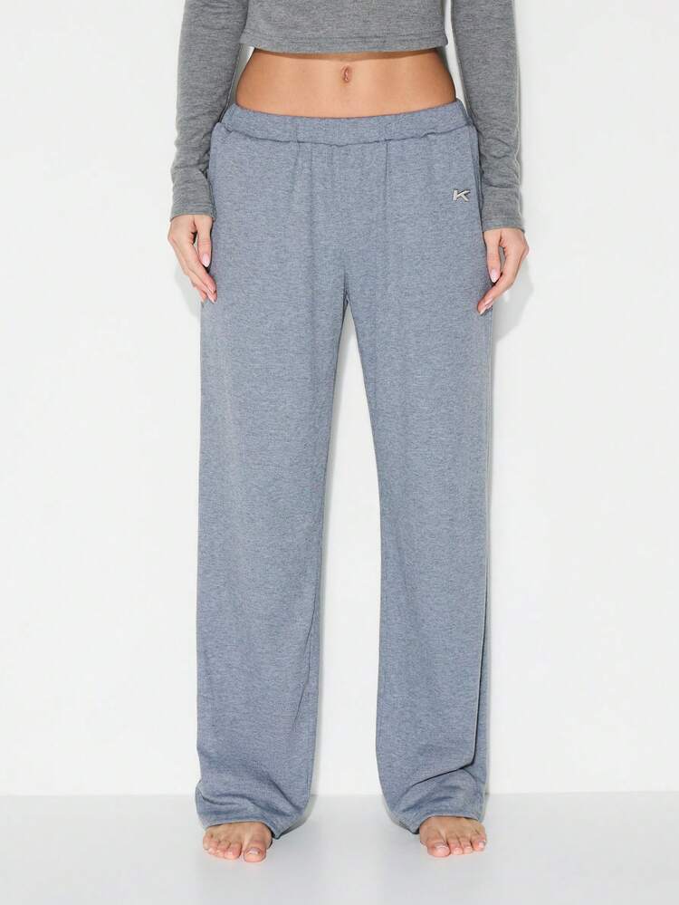 KIZN Heathered Sweatpants With Metal Tab Detail