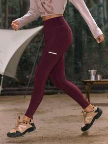 In My Nature Quần legging dã ngoại cạp cao liền mạch màu trơn - Màu Đỏ Sâu - Xem 7