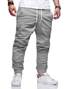 Manfinity Homme Men's Drawstring Pocket Daily Casual Outdoor Jogger Pants, For Fall - Multicolor - View 5