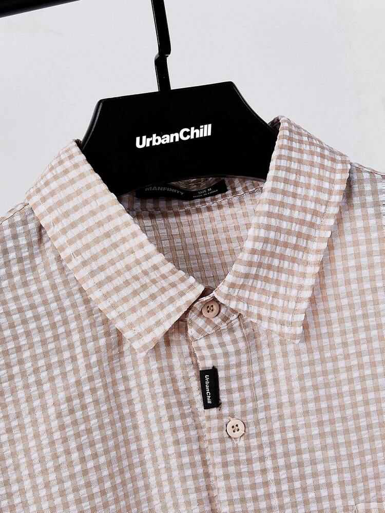 2pcs Men's Plaid Short Sleeve Shirt With Pocket, Woven Casual Shirt, Pack Of Several