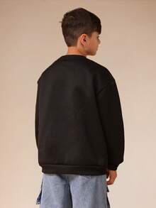 SUMWON Santa Cruz Flame Logo Crew Neck Long Sleeve Sweatshirt Casual Pullover - Black - View 2