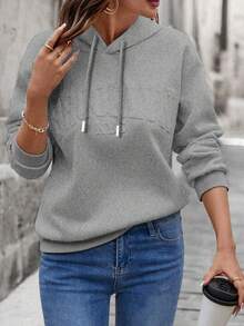 SHEIN LUNE Women's Casual Loose Sweatshirt With 3D Letter Print