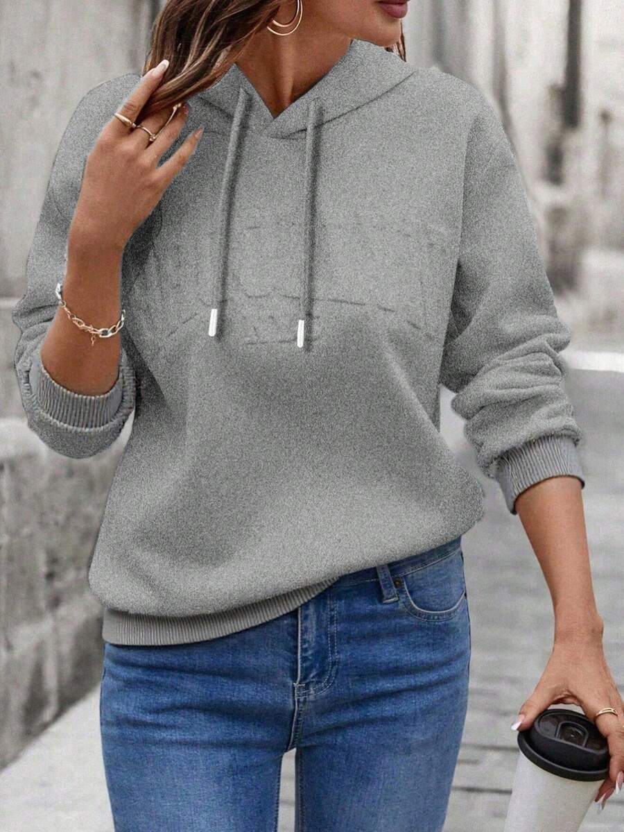 SHEIN LUNE Women's Casual Loose Sweatshirt With 3D Letter Print