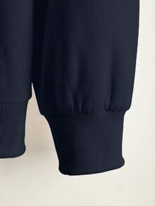 INAWLY Áo nỉ có mũ trùm đầu cỡ lớn dành cho nữ, áo khoác nỉ thường ngày họa tiết chữ, thích hợp cho giáo viên, trở lại trường, tốt nghiệp, mặc hàng ngày, áo khoác ngoài mùa đông, thời trang và đa năng - Màu xanh hải quân - Xem 3