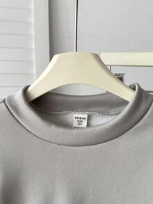 SHEIN 女童保暖内衬高领修身长袖T恤，柔软舒适百搭，灰色长袖打底衫，女童款 - 灰色 - 查看 4