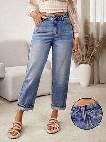 EMERY ROSE 女式褪色休闲牛仔裤 - 藍色 - 查看 1