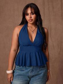 Rustia Plus Size Women's Black Camisole Tank Top, Casual And Commuter Wear Casual - Navy Blue - View 4