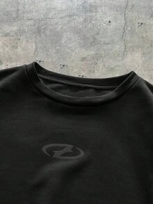 AXEPEAK 加大码男士几何印花圆领长袖休闲套头卫衣