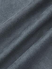 Sweetra 加大码褶皱不对称拉链装饰仿麂皮短裙，简约通勤风格，秋冬 - 霧霾藍 - 查看 8