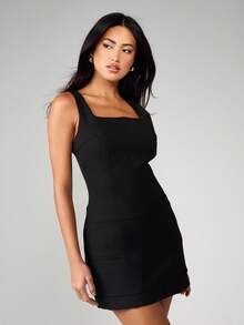 MISSGUIDED Sleek Square Neck Bodycon Mini Dress Perfect For Party Night Out Club Wear - Black - View 4