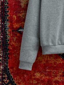 SWAVVY Men's Half-Zip Letter Embroidery Stand Collar Long Sleeve Pullover Sweatshirt And Sweatpants Set - Light Grey - View 7