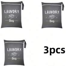 1/3pcs Travel Laundry Bag, Wet Dry Bag, Drawstring Washable Bag For Dirty Clothes, Swimwear, Gym Clothes, Available In Blue, Pink, Black, Gray - Multicolor - View 22