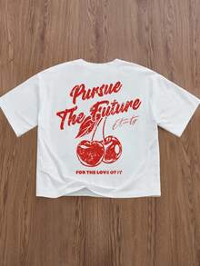 SWAVVY 3pcs/Set Men's Casual Loose Graphic Print T-Shirt, For Vacation And Everyday Wear - White - View 4