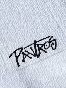 PAVTROS Áo sơ mi cổ polo họa tiết chữ thường ngày cho nam, mùa thu - trắng - Xem 8