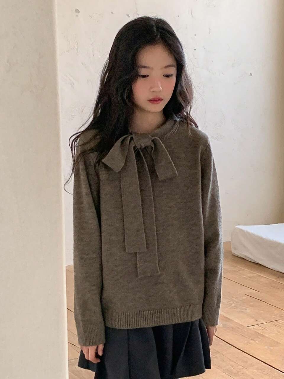 Tween Girls Colorblock Turtleneck Sweater With Bow