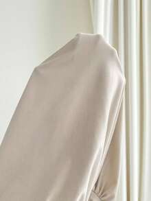 Vavine Women's Elegant Asymmetrical Collar 3D Gold Rose-Embellished Ruched T-Shirt; Apricot Long-Sleeve T-Shirt With Metal Button Detailing-Slim-Fit Ruched Top For Autumn/Winter Home Or Casual Wear.