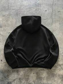 AXEPEAK Casual Street Hip Hop 3D Cross Embroidery Loose Pocket Hoodie Sweatshirt For Men - Black - View 2