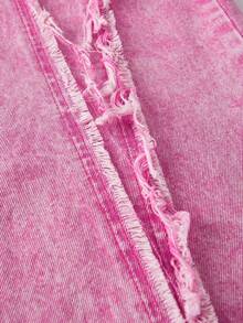 AXEPEAK 大码男士简约休闲粉色牛仔裤 - 粉色 - 查看 5