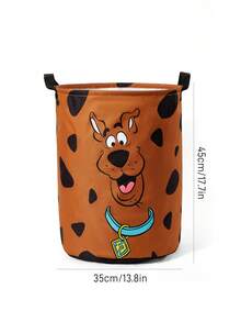 SCOOBY-DOO X SHEIN 1Pc Cartoon Full Print Storage Basket, Thickened Cotton And Linen Fabric, Can Store Dirty Clothes, Toys, Towels And Other Items,Gift Ideas