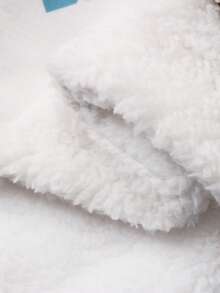 DAZY Dog Print Fleece Patchwork Design Cozy Winter Loose Women Fluffy Sleep Bottoms - White - View 7