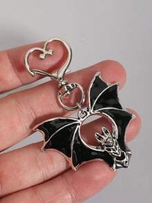 ROMWE Mặt dây chuyền móc khóa hình dơi phong cách Gothic cổ điển, móc khóa túi thời trang, quà tặng nhỏ độc đáo - Bạc - Xem 2