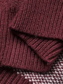 DAZY Women's Elegant Contrast Color Floral Cardigan, Autumn - Burgundy - View 8