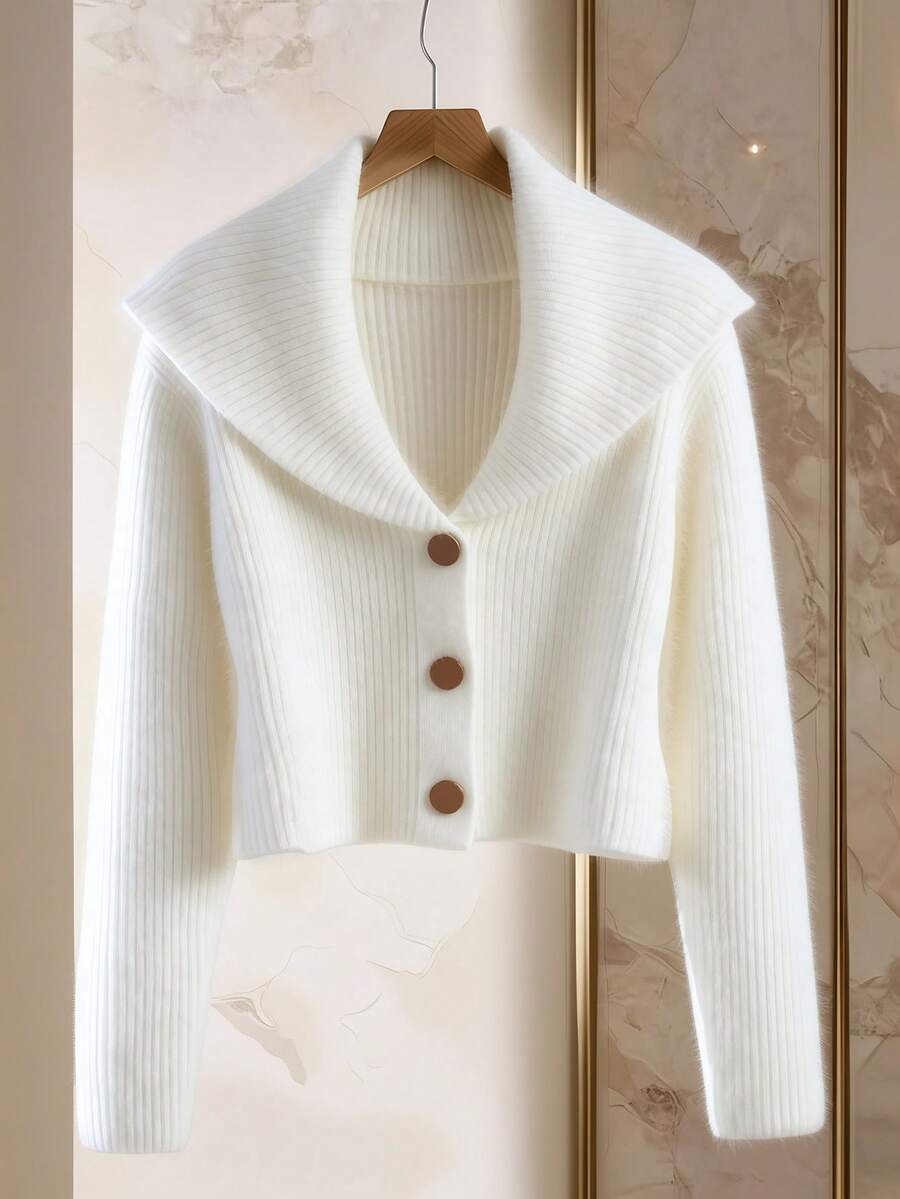 GlowEve 女士休闲优雅柔软针织毛衣，秋冬季 - 白色 - 查看 1