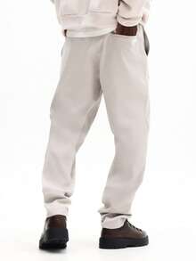 SUMWON 宽松版型抽绳慢跑裤，弹性裤脚，休闲舒适运动裤 - 杏色 - 查看 2