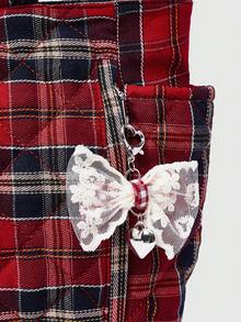 ROMWE Grunge Punk 女士时尚格子大容量休闲单肩包，适合日常通勤 - 紅色 - 查看 3