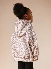 SUMWON Little Girls Leopard Print Pullover Hoodie With Centre Pocket - Cozy Fall Winter Sweatshirt - Multicolor - View 2