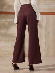 Modelyn Quần ống loe trơn màu đơn giản, thanh lịch, thời trang nữ mới đa năng khi đi làm - Cà phê nâu - Xem 2