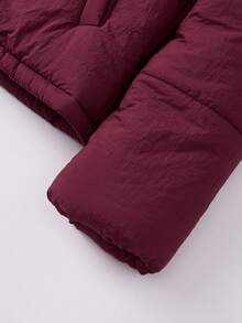 SHEIN Unity French Retro Red Casual Chic Design Versatile Comfortable Relaxed Fit Slim Flattering Shoulder Version Women Padded Coat, Autumn/Winter