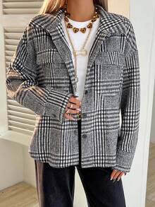 DAZY 女士休闲图案口袋常规款夹克，秋季女式外套