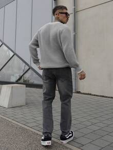 Artur Kramer 男士休闲字母图案插肩袖宽松毛衣，秋季