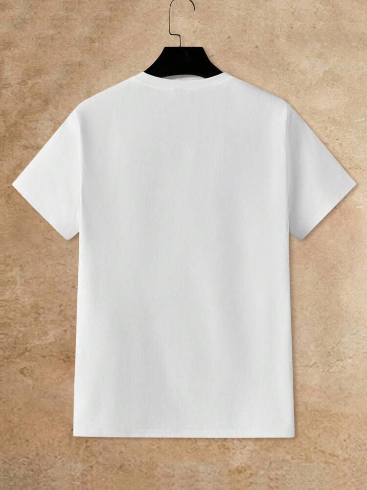 Manfinity VCAY 3pcs/Pack Men's Letter Print Crew Neck Casual Short Sleeve T-Shirts Unisex Blank T Shirts White T Shirt Men Pack Unisex T Shirts T Shirts Pack - White - View 9