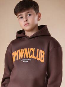 SUMWON Conjunto de sudadera con capucha y pantalón de chándal para niños SMWNCLUB Chándal con capucha - Marrón - Ver 6