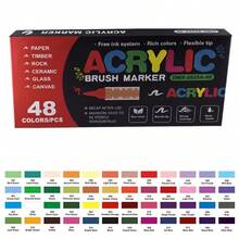 72/60/36/24/12色直涂液体丙烯马克笔，学生艺术专业绘画彩色软头马克笔，纸张紧密可堆叠，DIY涂鸦涂色书着色笔，可用于绘制玻璃、石头等，防水人体彩绘笔 - 彩色 - 查看 5