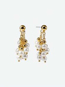 Opalesca 珍珠耳环、服装、复古风、婚礼/新娘配饰、仙女风/仙女风、珍珠、金属/纹理、秋季/冬季、优雅、适合妈妈/女士/女孩/母亲、高级、复古、分层 - 彩色 - 查看 3