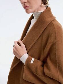 SHEIN LUNE Women's Elegant, Casual, Luxury Wool Blend Mid-Length Coat, High-End Design, Suitable For Party, Halloween, Christmas, New Year, Thanksgiving, Winter - Burgundy - View 6