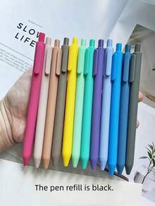 12支装凝胶笔套装可伸缩书写顺滑笔柔和色彩办公用品日记学习文具礼品美观设计 - 彩色 - 查看 6
