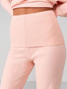 MISSGUIDED 粉色针织露肩套头衫和卷边喇叭裤套装家居服两件套 - 粉色 - 查看 6