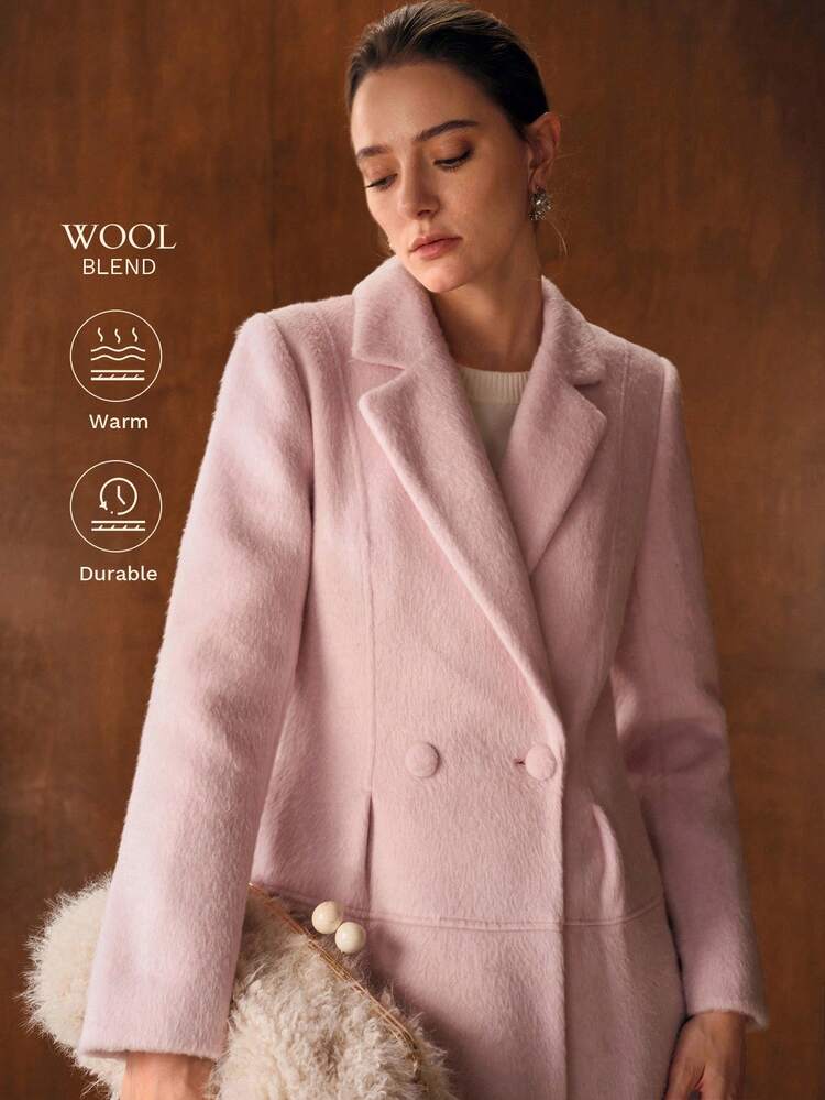 Elegant Waist-Cinched Long Wool Coat, Autumn/Winter