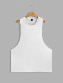 EASEVO 5pcs/Pack Plus Size Men's Casual Loose Knit Tank Top, Suitable For Summer - White - View 14