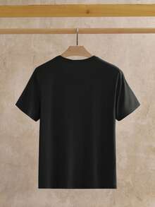 Manfinity NXTstreet Bộ 3 áo thun tay ngắn dệt kim màu trơn thường ngày cho nam, thích hợp mặc hàng ngày, áo cơ bản - màu đen - Xem 7