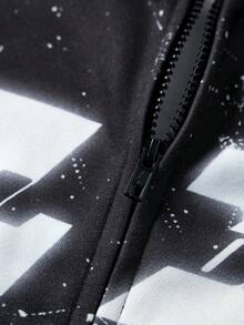 SHEIN Sweat-shirt oversize pour préadolescents, style universitaire décontracté, confortable et à la mode, polyvalent et pratique, tissu doux adapté au quotidien, à l'école, aux sorties, aux activités de plein air, en toutes saisons. - Noir - Voir 3