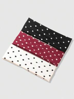 Kawaii 3pcs Black & White Polka Dot + Striped Elastic Sweatband, Suitable For Daily Life, Yoga, Fitness, Travel, Women Hair Accessories