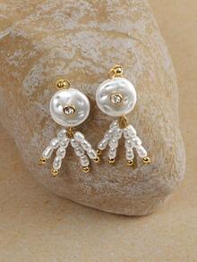 Opalesca Women Earring Sets,Outfits,Old Money,Wedding/Bridal Accessories,Fairycore/Fairy,Pearl,Metallic/Texture,Fall/Autumn/Winter,Elegant,For Mom/Women/Girl/Mother,Premium,Vintage,Layered - Yellow Gold - View 3